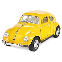 Машинка металева Kinsmart KT5057W 1:32 1967 Volkswagen Classical Beetle (Жук) інерційна, двері відчиняються / Жовтий