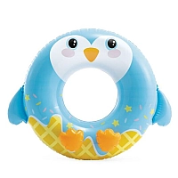 Коло дитяче надувне для плавання "Пінгвінчик" блакитний, 84 см х 76 см, від 8 років, до 40 кг, 59266NP INTEX