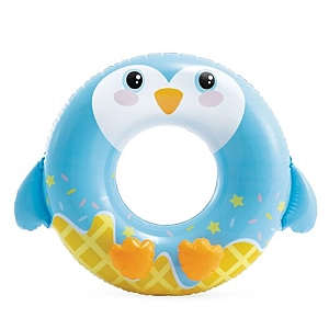 Коло дитяче надувне для плавання "Пінгвінчик" блакитний, 84 см х 76 см, від 8 років, до 40 кг, 59266NP INTEX