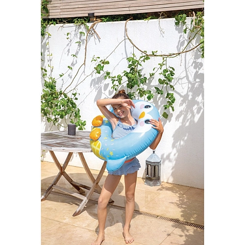Коло дитяче надувне для плавання "Пінгвінчик" блакитний, 84 см х 76 см, від 8 років, до 40 кг, 59266NP INTEX