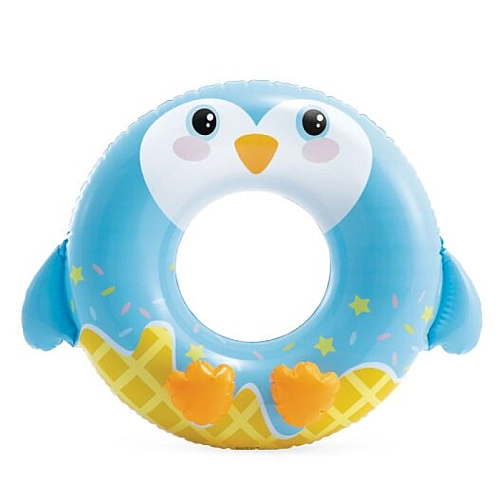 Коло дитяче надувне для плавання "Пінгвінчик" блакитний, 84 см х 76 см, від 8 років, до 40 кг, 59266NP INTEX