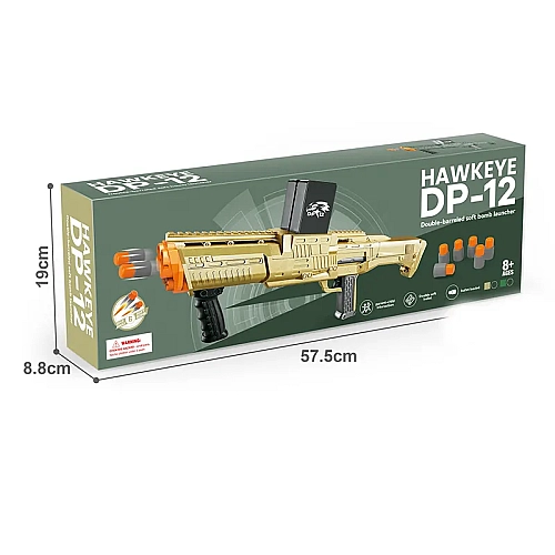 Іграшковий двоствольний автомат-гранатомет HAWKEYE DP-12, зелений