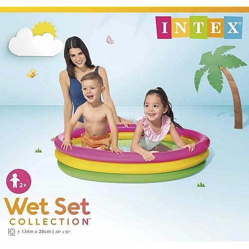 Дитячий надувний басейн "Веселка" 114х25см, з 2 років, 136л, надувне дно