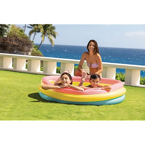 Надувний басейн Intex 57422 "Веселка", 147×33 см, з надувним дном, 3 кільця, від 2 років