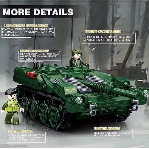 Конструктор Sluban Шведський Танк STRV-103 з фігурками, 692 деталі, M38-B1010