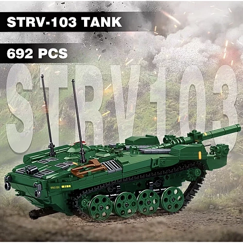 Конструктор Sluban Шведський Танк STRV-103 з фігурками, 692 деталі, M38-B1010