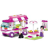 Конструктор Sluban M38-B0155 "Кафе на колесах" 102 деталі, 2 мініфігурки