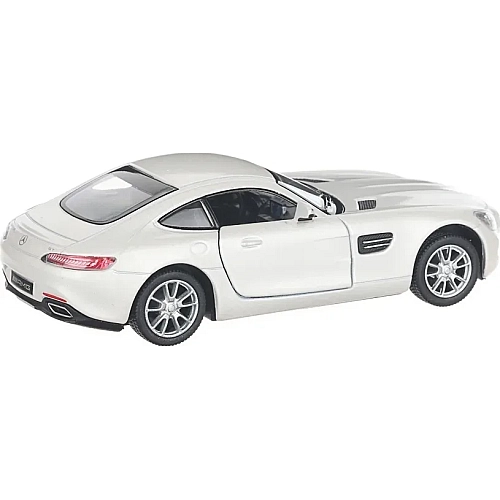 Машинка металлическая Kinsmart 1:36 Mercedes-AMG GT инерционная, дверь открывается KT5388W / Белый