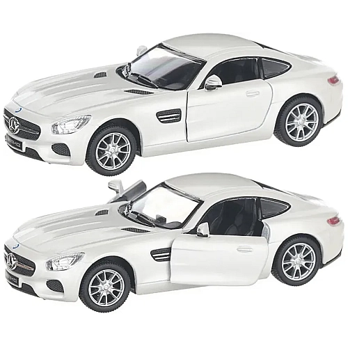 Машинка металлическая Kinsmart 1:36 Mercedes-AMG GT инерционная, дверь открывается KT5388W / Белый