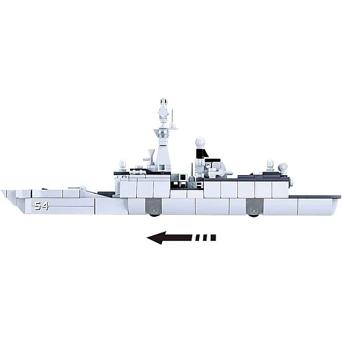Конструктор SLUBAN M38-B0702 Военный корабль, 1: 450, 33см, вертолет, 459 деталей