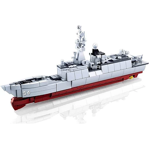 Конструктор SLUBAN M38-B0702 Военный корабль, 1: 450, 33см, вертолет, 459 деталей