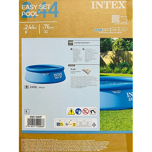 Бассейн надувной Intex 28110 NP размером 244х76см, объем: 2420л, вес: 6,3 кг