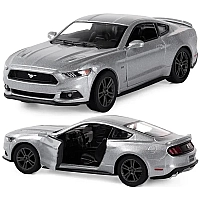 Масштабна модель Ford Mustang GT 2015 Kinsmart 1:38, інерційний механізм, KT5386W Сріблястий