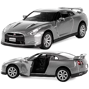 Машинка металева Kinsmart 1:36 2009 Nissan GT-R R35 інерційна, двері відчиняються KT5340W / Сріблястий