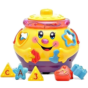 Іграшка навчальна "Музичний горщик" Сортер 0915 озвучена російською / Жовтий