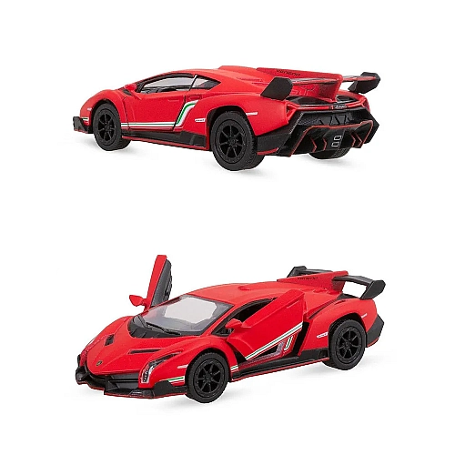 Металева машинка Kinsmart 1:36 Matte Lamborghini Veneno, інерційна, червона, KT5370W