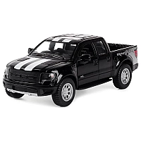Машинка металлическая Kinsmart 1:46 2013 Ford F-150 SVT Raptor SuperCrew (Форд Раптор) KT5365WF инерционная, дверь открывается / Черный