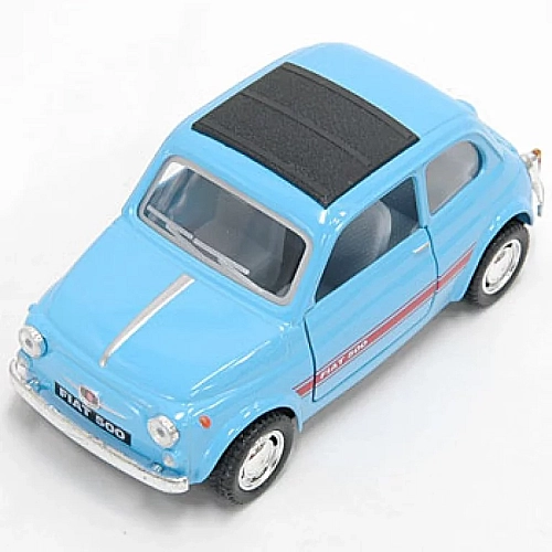 Машинка металлическая Kinsmart 1:24 Fiat 500 1957 инерционная, двери открываются, светло-голубая, KT5004W