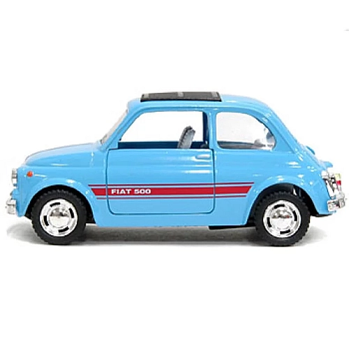 Машинка металлическая Kinsmart 1:24 Fiat 500 1957 инерционная, двери открываются, светло-голубая, KT5004W