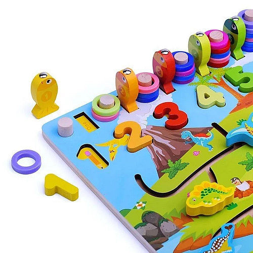 Гра розвиваюча дерев'яна "Дінопарк лабіринт" з дошкою для малювання та рибалкою MD0825