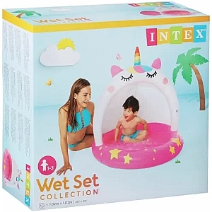 Басейн надувний дитячий Intex 58438 "Єдиноріг" 102×102 см, з навісом, 45 л