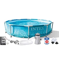 Каркасний круглий басейн Intex 28208 Metal Frame Beachside 305х76см з фільтр-насосом 1250л/год