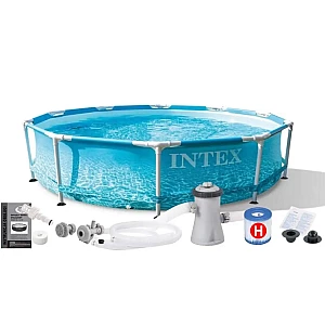 Каркасний круглий басейн Intex 28208 Metal Frame Beachside 305х76см з фільтр-насосом 1250л/год