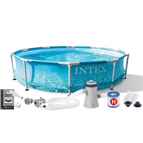Каркасний круглий басейн Intex 28208 Metal Frame Beachside 305х76см з фільтр-насосом 1250л/год