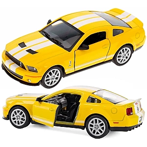 Машинка металева Kinsmart 1:38 Ford Mustang Shelby GT500 2007 KT5310W інерційна, двері відчиняються / Жовто-білий