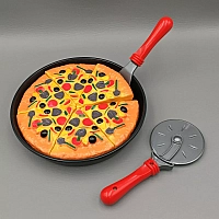 Ігровий набір піца у тарілці 22 см LF901 – дитячий кухонний набір з ножем і лопаткою