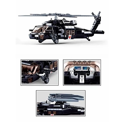 Конструктор Sluban Многоцелевой вертолет Sikorsky UH-60 Black Hawk - Черный Ястреб 692 детали M38-B1012