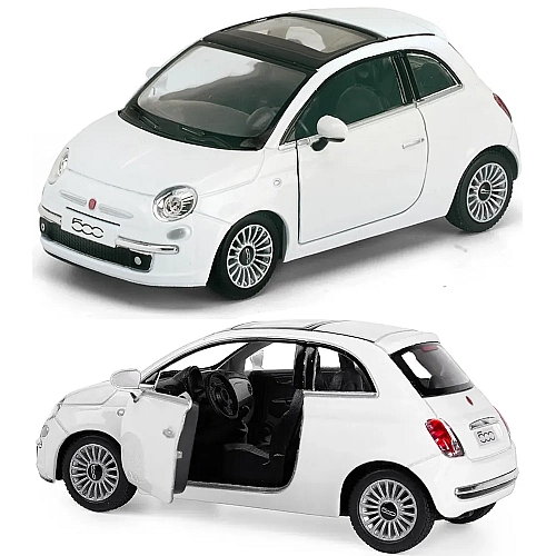 Машинка металева Kinsmart 1:28 Fiat 500 2007 інерційна, двері відчиняються / Білий KT5345W