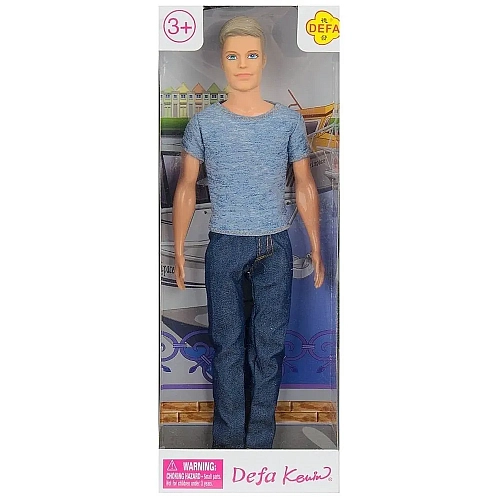 Лялька Defa Kevin 30 см, хлопець у сіро-блакитній футболці (8372)