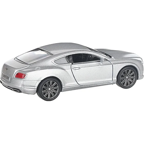 Машинка металлическая Kinsmart 1:38 Bentley Continental GT 2012 (инерционная, двери открываются, серебристая KT5369W)