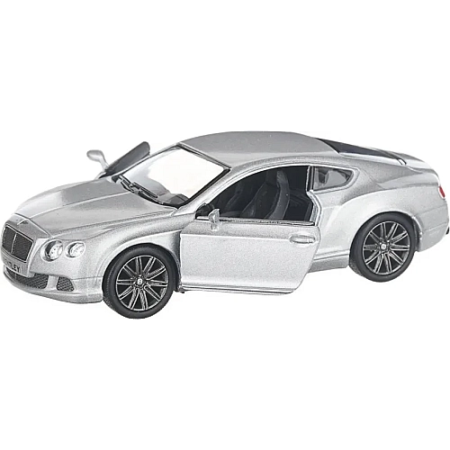 Машинка металлическая Kinsmart 1:38 Bentley Continental GT 2012 (инерционная, двери открываются, серебристая KT5369W)
