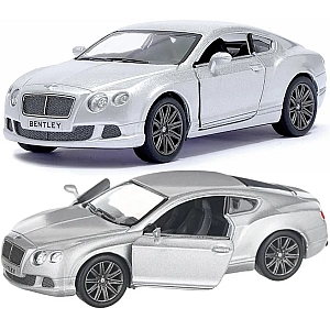 Машинка металева Kinsmart 1:38 Bentley Continental GT 2012 (інерційна, двері відчиняються, срібляста KT5369W)