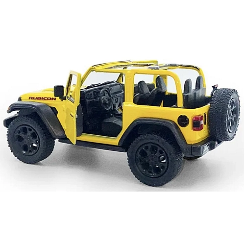 Машинка металева Kinsmart 1:34 2018 Jeep Wrangler KT5412WA інерційна, двері відчиняються / Жовтий з відкритим верхом