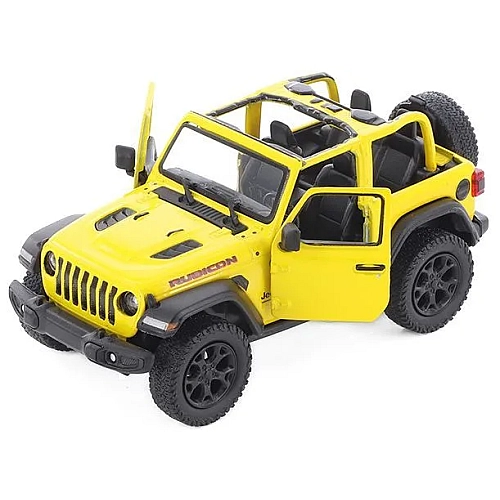 Машинка металева Kinsmart 1:34 2018 Jeep Wrangler KT5412WA інерційна, двері відчиняються / Жовтий з відкритим верхом