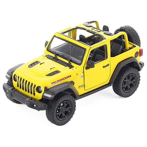 Машинка металева Kinsmart 1:34 2018 Jeep Wrangler KT5412WA інерційна, двері відчиняються / Жовтий з відкритим верхом