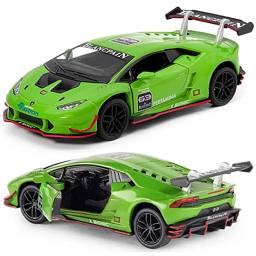 Машинка металева Kinsmart 1:36 Lamborghini Huracan LP620-2 KT5389W інерційна, двері відчиняються / Зелений