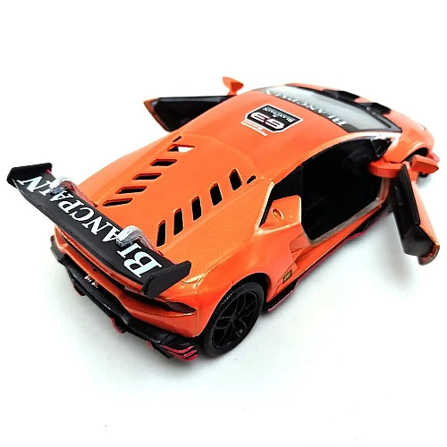 Машинка металева Kinsmart 1:36 Lamborghini Huracan LP620-2 KT5389W інерційна, двері відчиняються / Помаранчева