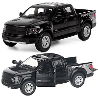 Машинка металева Kinsmart 1:46 2013 Ford F-150 SVT Raptor SuperCrew KT5365W інерційна, двері відчиняються / Чорний