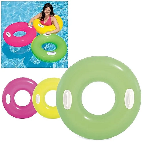 Надувний круг INTEX 76см "Глянцевий" з ручками, 3 кольори, від 8 років 59258