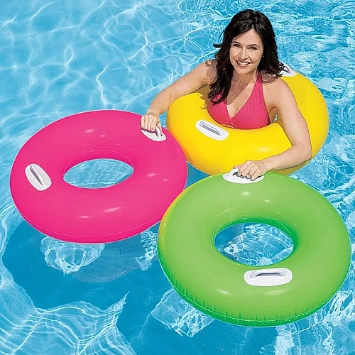 Надувний круг INTEX 76см "Глянцевий" з ручками, 3 кольори, від 8 років 59258