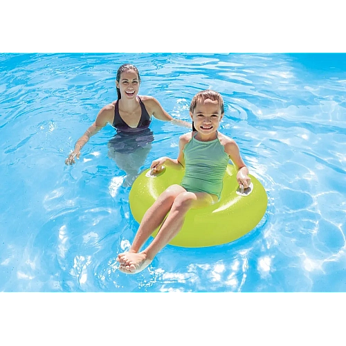 Надувне коло INTEX 76см "Глянцевий" з ручками, жовтий лайм, від 8 років
