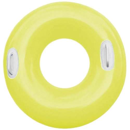 Надувне коло INTEX 76см "Глянцевий" з ручками, жовтий лайм, від 8 років