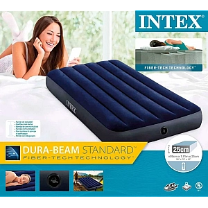 Матрац надувний односпальний Intex 99х191х25см Classic Downy Airbed Fiber-Tech 64757