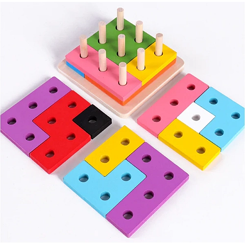 Деревянная логическая игрушка Геометрика Сортер Тетрис MD0809