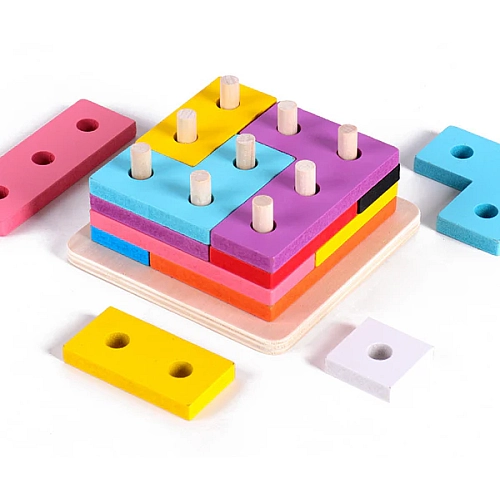 Деревянная логическая игрушка Геометрика Сортер Тетрис MD0809