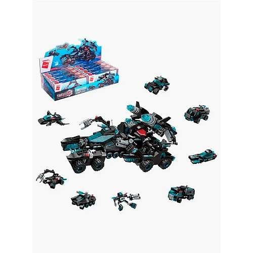 Конструктор Qman 8в1 Поліція-Трансформер, 714 деталей, Спецтехніка